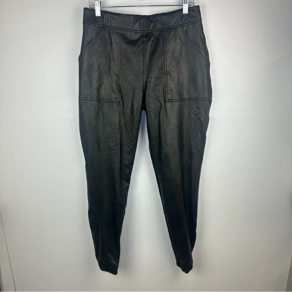 Spanx Leather Like Joggers Black Noir‎ Size XL Women's Spanx pants joggers